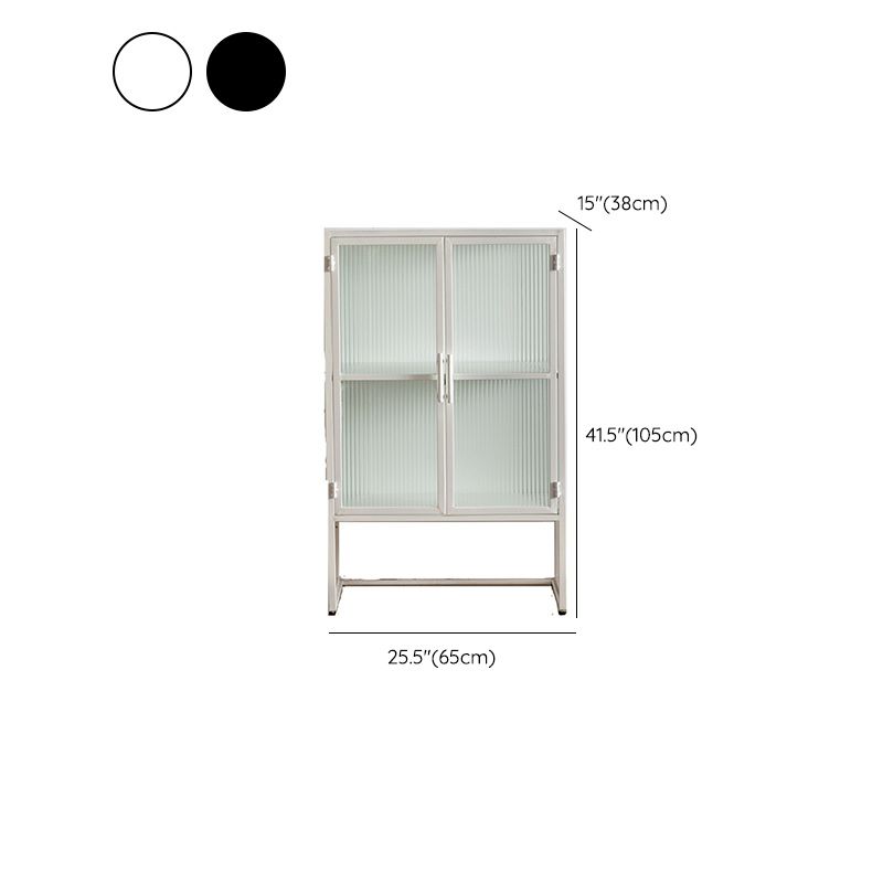 Industrial Metal Cabinet in White Distressed Chest with Glass Paned Clearhalo 'Cabinets & Chests' 'cabinets_chests' 'furn' 'furn_cabinets_chests' 'Furniture' 'Living Room Furniture' 1200x1200_64613d2b-1d84-4c70-b4f3-9bf2d6a86d08