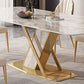 Luxurious Sintered Stone Top Dining Set Rectangle 1/2/5/7 Pieces Dining Room Table Set Clearhalo 'Dining Room Sets' 'Dining Tables & Seating' 'dining_room_set' 'furn' 'furn_dining_room_set' 'Furniture' 'Kitchen & Dining Furniture' 1200x1200_646166e2-04f3-4801-bd43-8b62ae327a59