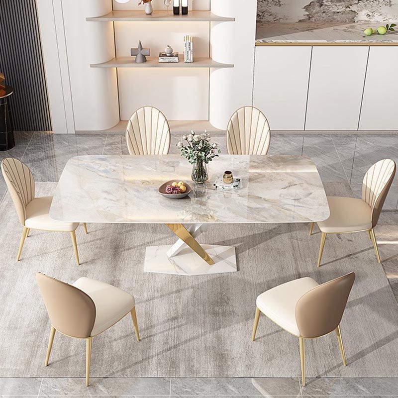 Glam Dining Table Set 1/2/5/7 Pcs Rectangle Dining Table with Upholstered Chairs Clearhalo 'Dining Room Sets' 'Dining Tables & Seating' 'dining_room_set' 'furn' 'furn_dining_room_set' 'Furniture' 'Kitchen & Dining Furniture' 1200x1200_6461e491-7f80-4a46-9192-f3e866d4c7a9