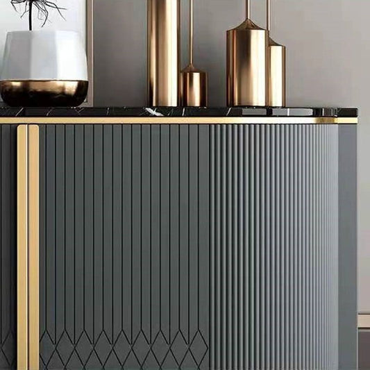 Server top di pietra a buffet in stile glam con porta per casa