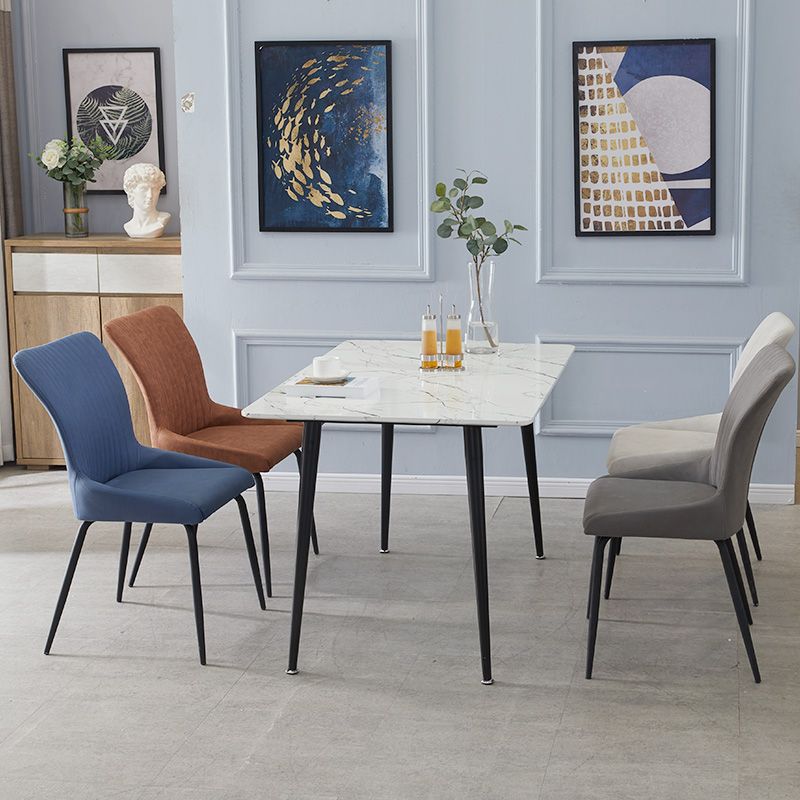 Modern Leather Living Room Side Chair Parsons Matte Finish Dining Chair Clearhalo ' kitchen&dining_furn' 'Dining Chairs' 'Dining Tables & Seating' 'dining_chair' 'furn' 'furn_dining_chair' 'Furniture' 'furniture_dining_chair' 'Kitchen & Dining Furniture' 'kitchen' 1200x1200_64652169-d2b2-47b6-b4a4-40d67cfc8dd2