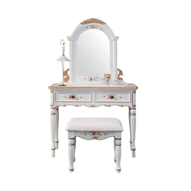 Wood Vanity Set 17.71" Wide Make-up Vanity with 2 Storage Drawers and Stool Clearhalo 'Bedroom Furniture' 'furn' 'furn_makeup_vanities' 'Furniture' 'Makeup Vanities' 'makeup_vanities' 1200x1200_64659fcb-e5a2-4e00-b877-e4c8cfdb1eb4
