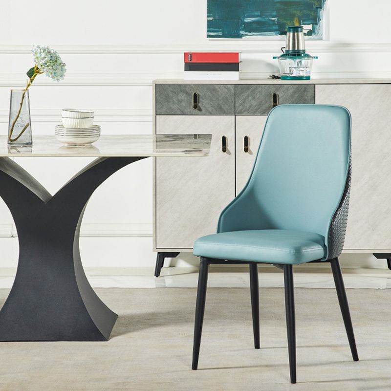 Contemporary Style Metal Chair Set Kitchen Solid Back Side Chairs (Set of 4) Clearhalo ' kitchen&dining_furn' 'Dining Chairs' 'Dining Tables & Seating' 'dining_chair' 'furn' 'furn_dining_chair' 'Furniture' 'furniture_dining_chair' 'Kitchen & Dining Furniture' 'kitchen' 1200x1200_6466679e-1cc5-4d8f-89e5-065967c0f2b6