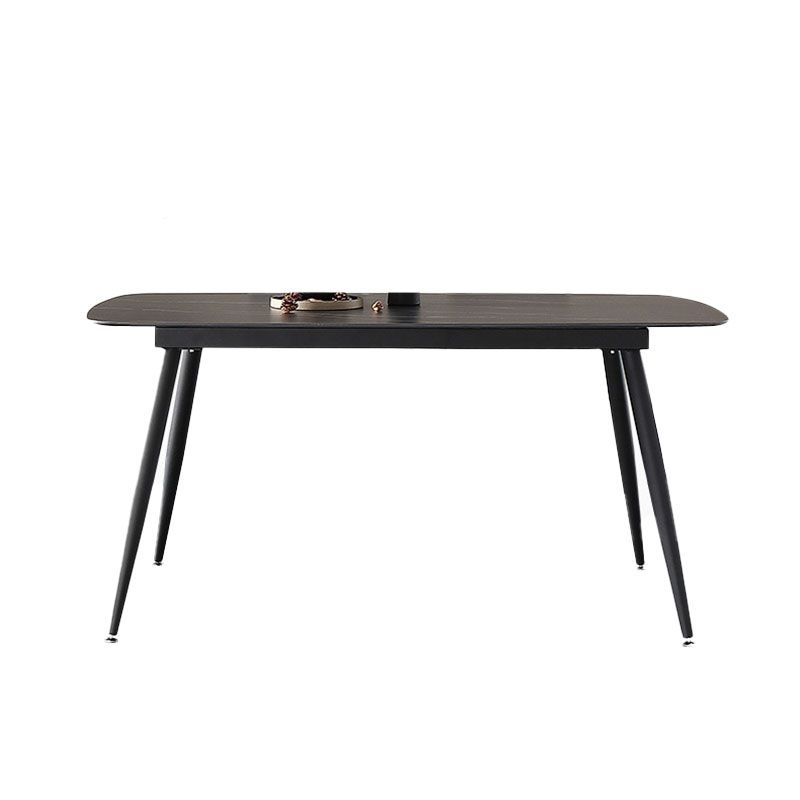 Black Metal Frame Industrial Rectangle Dining Table Sintered Stone Table for Home Clearhalo 'Dining Tables & Seating' 'Dining Tables' 'dining_table' 'furn' 'furn_dining_table' 'Furniture' 'Kitchen & Dining Furniture' 1200x1200_6466e240-2610-4695-8a9c-3c2741623693