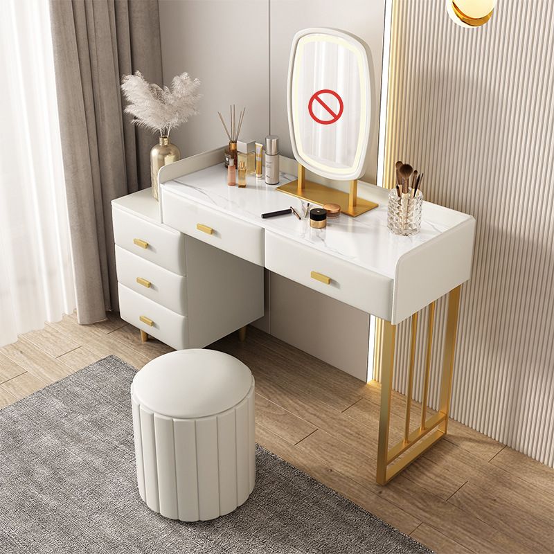 Luxurious Stone Top Vanity and Stool 5 Drawers Dressing Table Clearhalo 'Bedroom Furniture' 'furn' 'furn_makeup_vanities' 'Furniture' 'Makeup Vanities' 'makeup_vanities' 1200x1200_64687ec6-845d-4f53-abb7-f3ee67dfa871