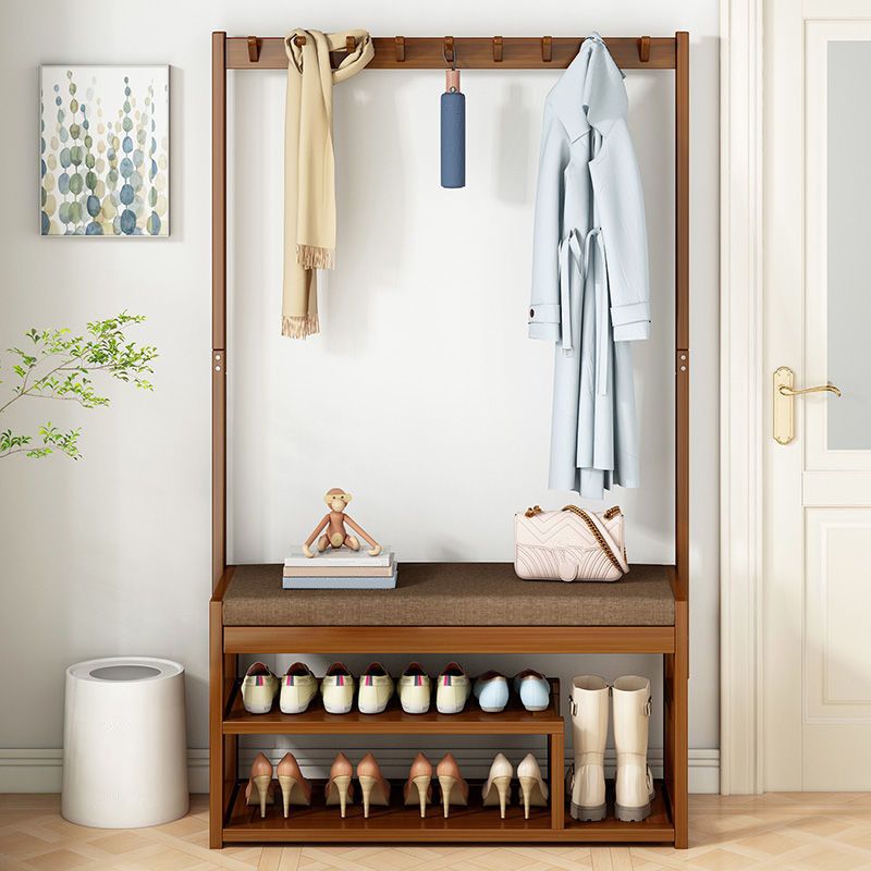Modern Style Coat Rack Plain Solid Wood Free Standing Coat Hooks Design with Shoes Storage Clearhalo 'Entry & Mudroom Furniture' 'furn' 'furn_hall_tree_coat_racks' 'Furniture' 'Hall Trees & Coat Racks' 'hall_tree_coat_racks' 1200x1200_6468f047-a67a-4985-888a-71bc6dfa57f3