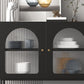 Modern Metal Curio Cabinet Glass Doors Display Cabinet with Legs for Living Room