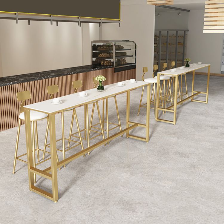 Rechteckiges Bartisch-Set, 1/5-teilig, moderner Bartisch mit Eisenrahmen und gepolsterte Hocker