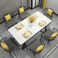 Set di dinette glam con sedie in metallo nero 1/2/5/7 pezzi Set da pranzo lucido