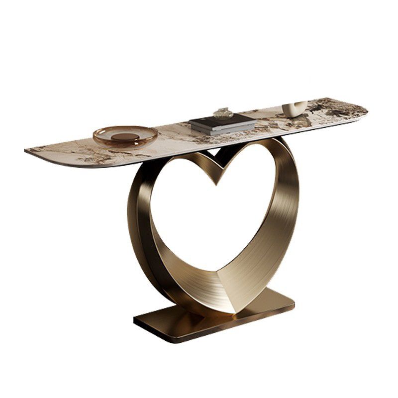 Glam Style Console Table Slate Half Moon Console Table for Hall , 14 Inch Wide