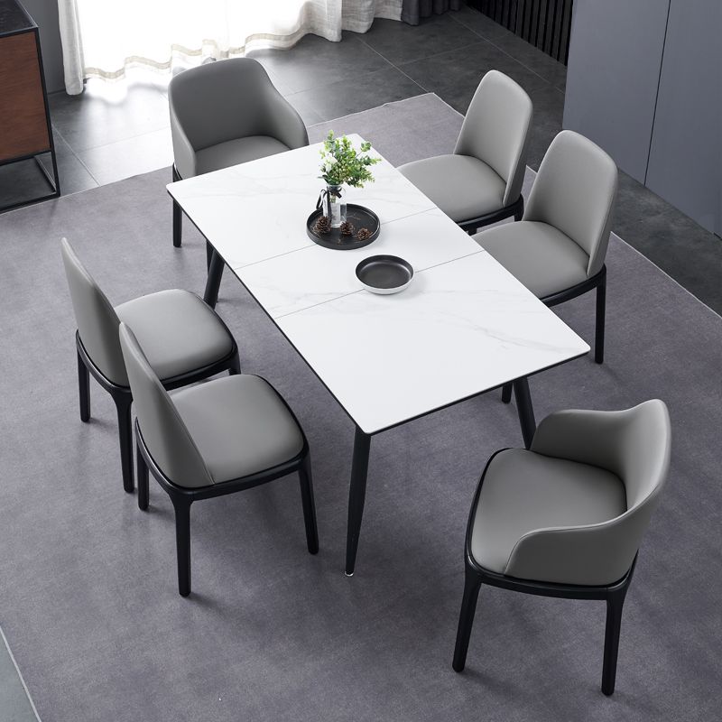 Contemporary Style Leather Chair Wooden Parsons Armless chair for Dining Room Clearhalo ' kitchen&dining_furn' 'Dining Chairs' 'Dining Tables & Seating' 'dining_chair' 'furn' 'furn_dining_chair' 'Furniture' 'furniture_dining_chair' 'Kitchen & Dining Furniture' 'kitchen' 1200x1200_646d27c6-95c2-4274-8d68-5c5e2cb72eea