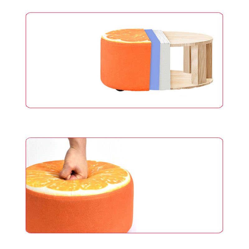 Round Pouf Upholstered Scratch Resistant Contemporary Fruit Printed Fabric Footstool Clearhalo 'furn' 'furn_ottomans_poufs' 'Furniture' 'Living Room Furniture' 'Ottomans & Poufs' 'ottomans_poufs' 1200x1200_646d63f6-4e56-48c0-ae55-0c9b3aa9145b