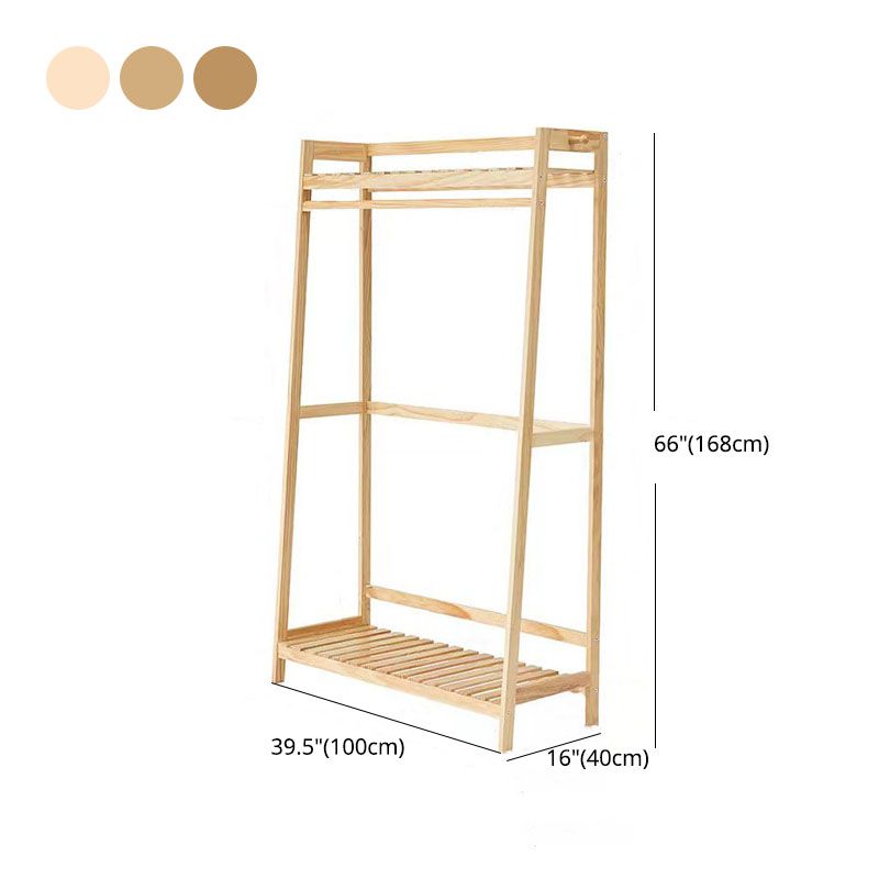 Armario contemporáneo Armario Pine Wood Armoire con barra de prenda para el hogar