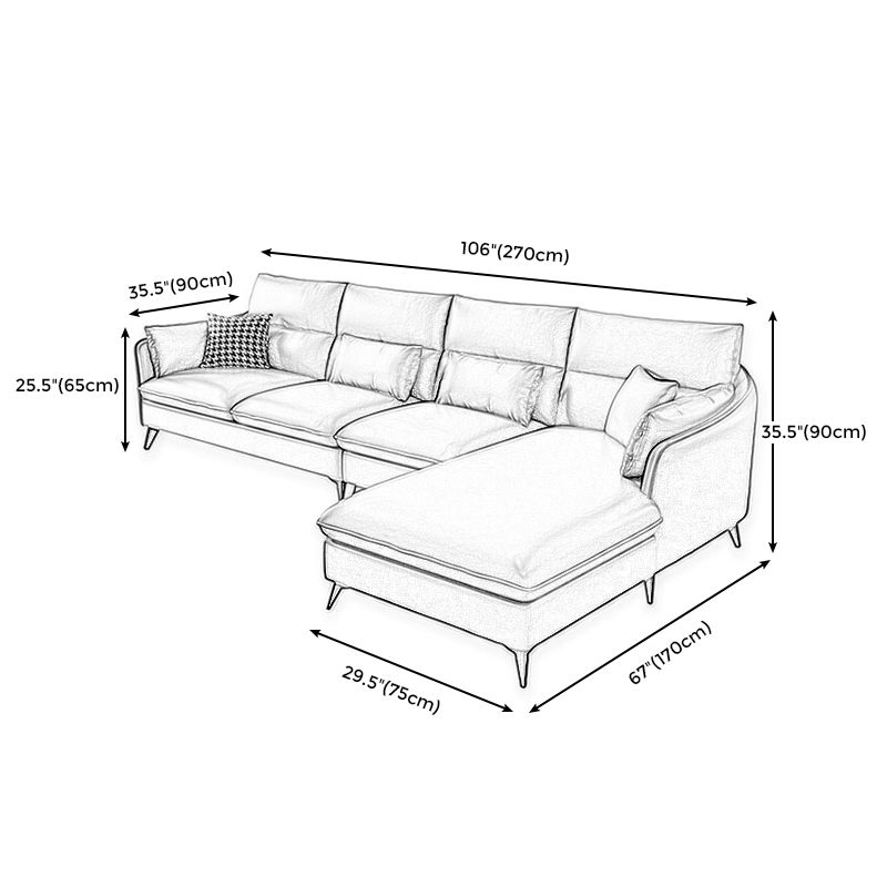 Faux Leather Sloped Arms Sectional with Pillowed Back Cushions for Living Room Clearhalo 'furn' 'furn_sectionals' 'Furniture' 'furniture_sectionals' 'kitchen' 'kitchen_sectionals' 'Living Room Furniture' 'Sectionals' 1200x1200_646f5ddb-0b4e-45f5-8045-fc674e1a894a