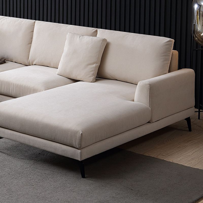 Ivory 4-seat Square Arm Sectional Scandinavian Fabric Sofa & Chaise Clearhalo 'furn' 'furn_sectionals' 'Furniture' 'Living Room Furniture' 'Sectionals' 1200x1200_647029f9-9b33-42ee-84fd-69c4de20c757