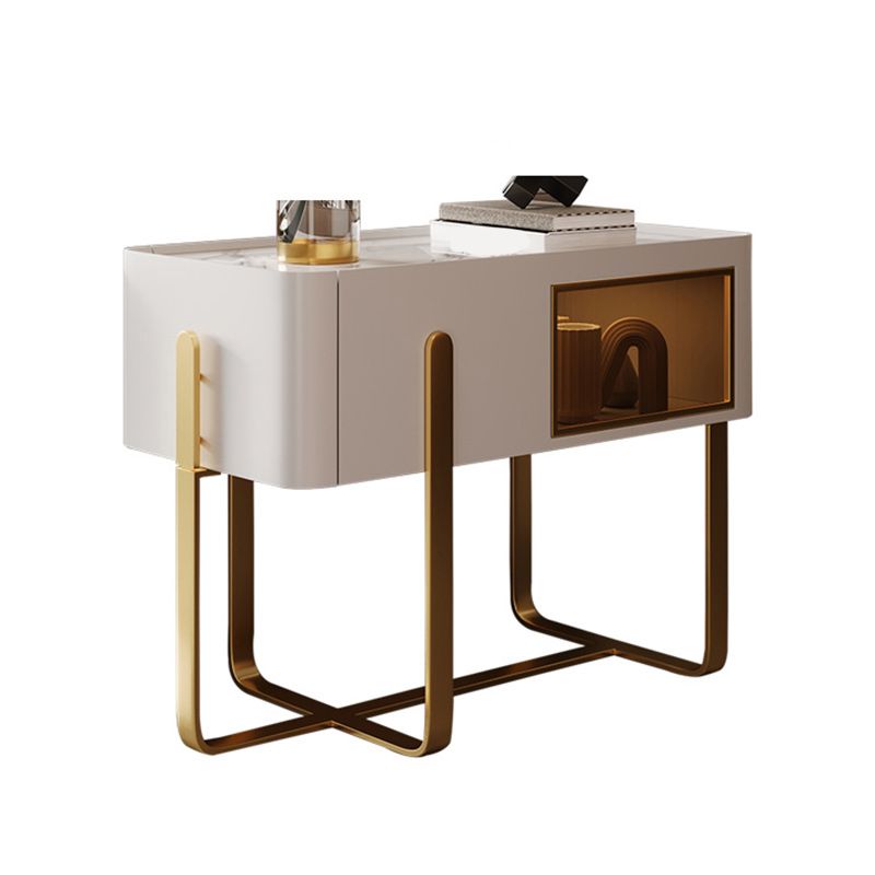 Frame Glam Style Side Table 23.62" Tall Stone Top Side Table with Storage Clearhalo 'Coffee & Accent Tables' 'End & Side Tables' 'end_side_tables' 'furn' 'furn_end_side_tables' 'Furniture' 'Living Room Furniture' 1200x1200_64713e57-fae2-4d9b-b68a-463ef1ae89b4