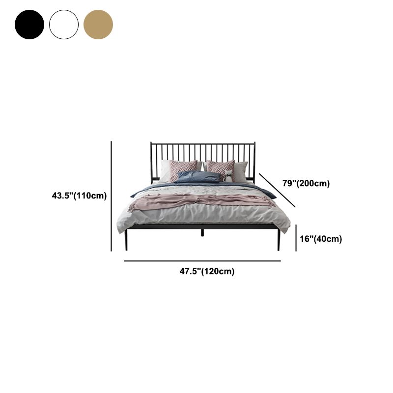 43.3" Metal Standard Bed with Spindle Headboard Low Profile Bed