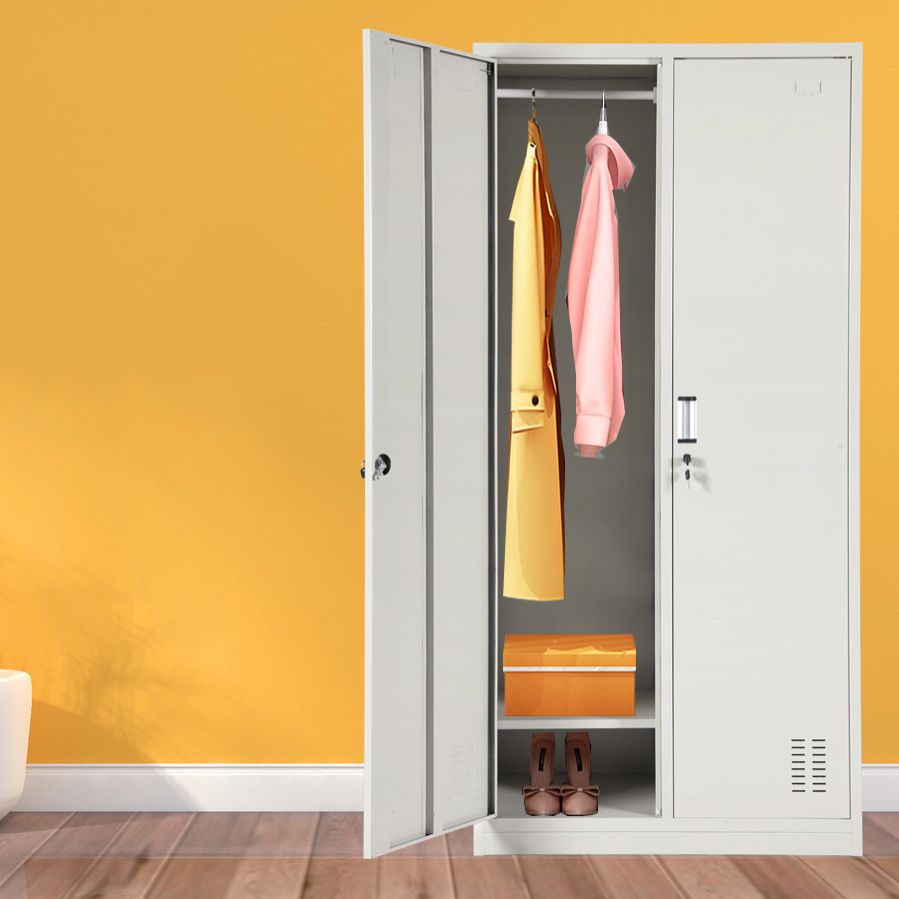 Placard à charnière à charnière gris armoire de garde-robe en acier contemporain