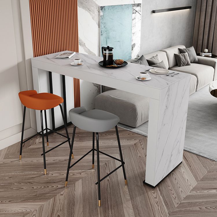 Stone Top Bar Dining Table Contemporary Bar Dining Table with Sled Base Clearhalo 'Bar Furniture' 'Bar Tables' 'bar_tables' 'furn' 'furn_bar_tables' 'Furniture' 'furniture_bar_tables' 'Kitchen & Dining Furniture' 1200x1200_6475f00b-96e1-4fda-b247-23a54c033971