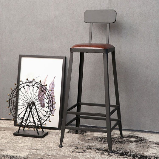 Contemporary Bar Stools Armless Dining Stools with Black Metal Base