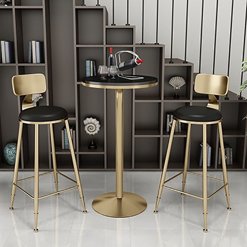 Glam Faux Marble Bar Table 41.3"H Pedestal Bistro Bar Desk with Metal Base