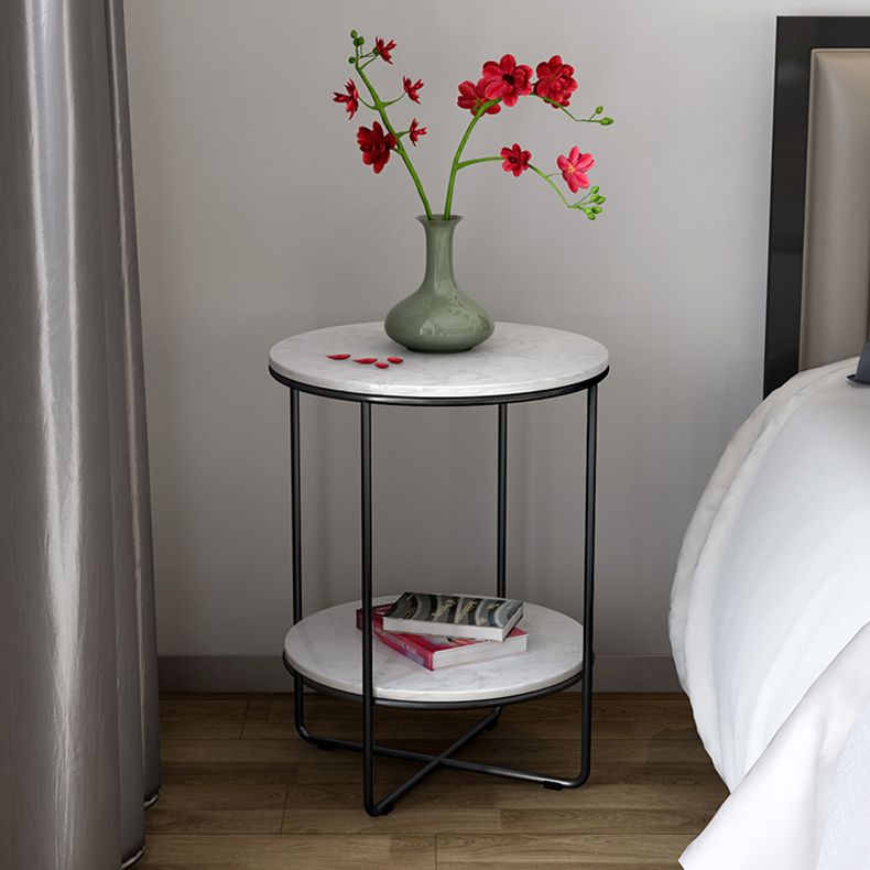 23.62 "Cama de altura Mesa de mármol nocturna con 2 estantes