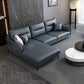 34.64 "H Blue Faux Leather Square Arm Sofa & Chaise for Living Room