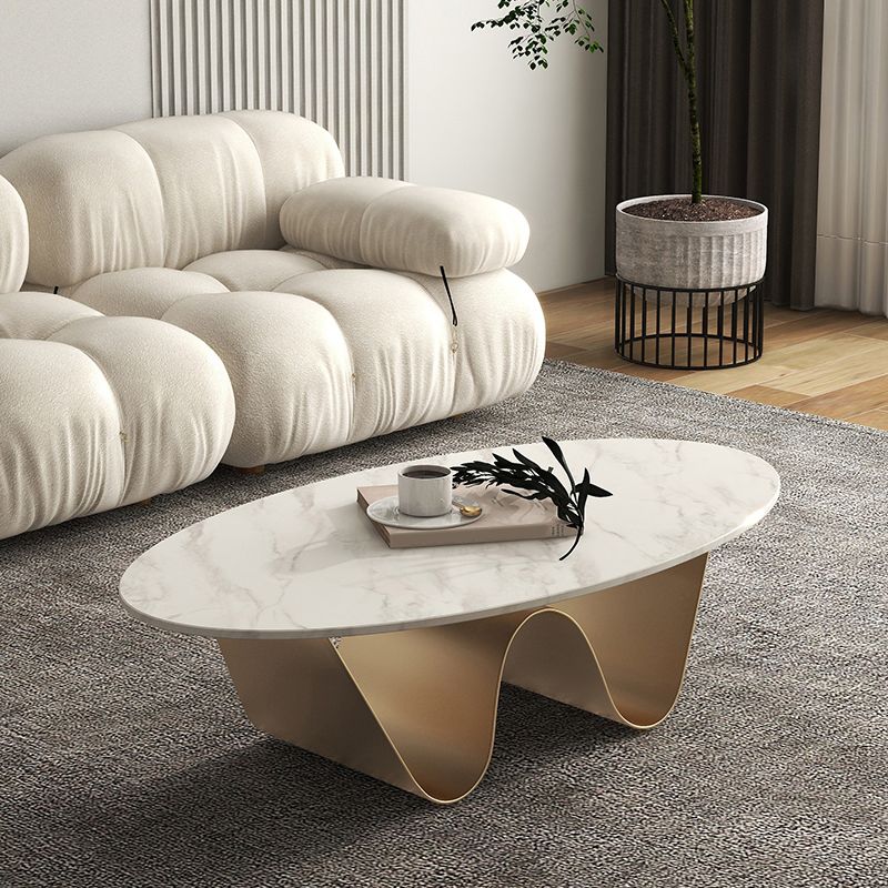 Table basse ovale abstraite en ardoise ou table de bout