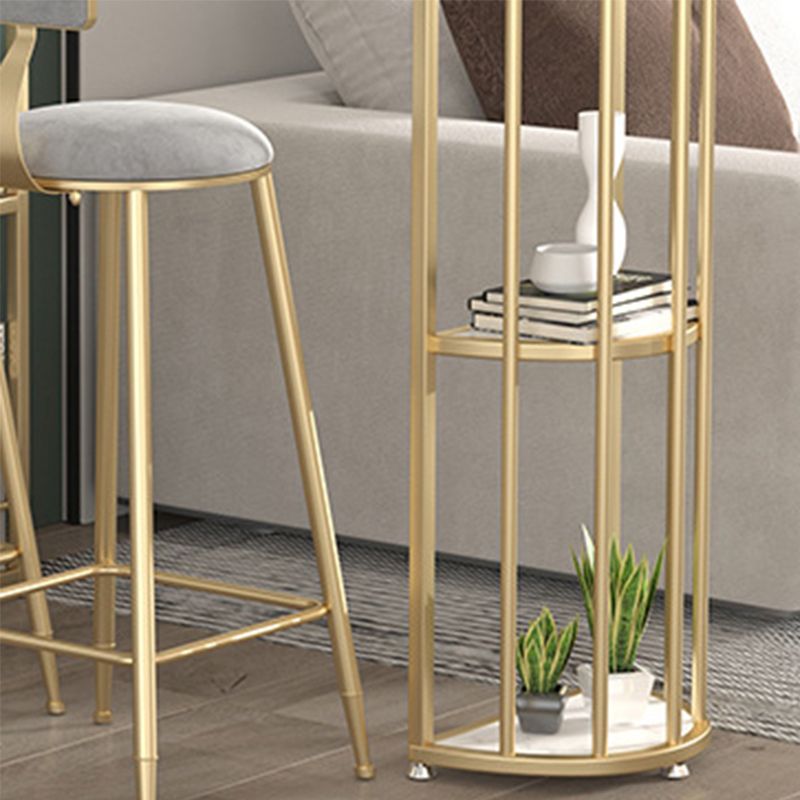 Tavolo da pranzo a barre di pietra sinterizzata moderna con ripiani