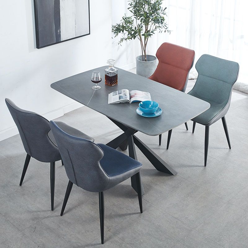 Contemporary Faux Leather Dining Chairs Wingback Armless Chairs for Kitchen Clearhalo ' kitchen&dining_furn' 'Dining Chairs' 'Dining Tables & Seating' 'dining_chair' 'furn' 'furn_dining_chair' 'Furniture' 'furniture_dining_chair' 'Kitchen & Dining Furniture' 'kitchen' 1200x1200_64820f5a-8cf8-4110-9283-5fb4592f4ec5