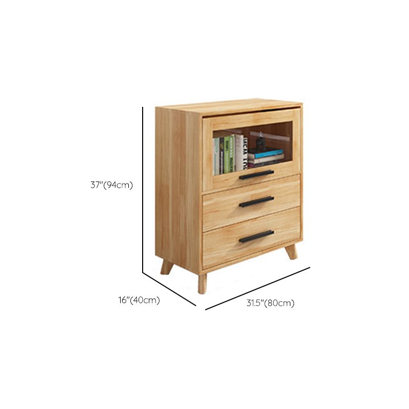 Rectangle Contemporary Natural Cabinet with Glass Doors and Drawers Clearhalo 'Cabinets & Chests' 'cabinets_chests' 'furn' 'furn_cabinets_chests' 'Furniture' 'Living Room Furniture' 1200x1200_6484284d-9052-42ee-bf43-cc95d3084e5a