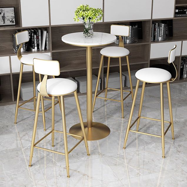 Glam Style Gold Iron Bar Table Marble Top Bistro Table - 21.6"W x 41.3"H Clearhalo 'Bar Furniture' 'Bar Tables' 'bar_tables' 'Furniture' 'furniture_bar_tables' 'Kitchen & Dining Furniture' 'kitchen&dining_furn' 'kitchen' 1200x1200_64842cd0-6d7a-41c0-97fd-66c154a15db5