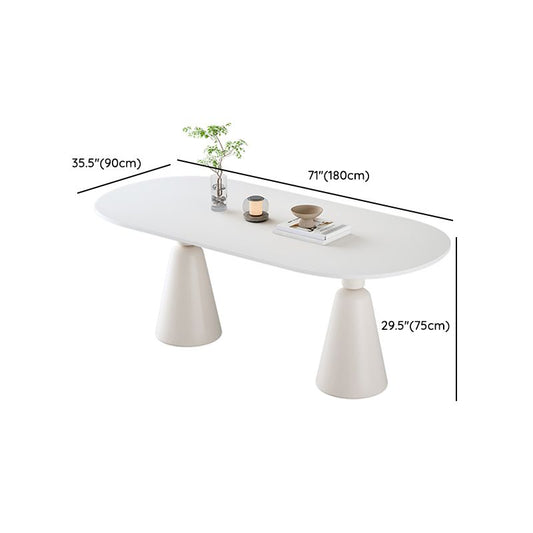 1/5 piezas de forma ovalada silla de comedor de piedra en blanco