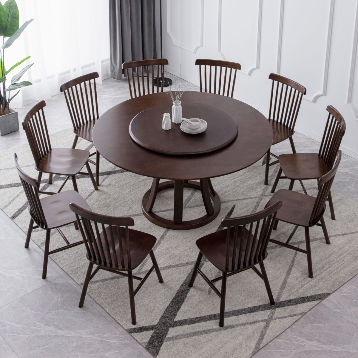 Round Traditional Standard Wood Dining Room Set of Rectangle Shape for Kitchen Table Set Clearhalo 'Dining Room Sets' 'Dining Tables & Seating' 'dining_room_set' 'furn' 'furn_dining_room_set' 'Furniture' 'furniture_dining_room_set' 'Kitchen & Dining Furniture' 'kitchen&dining_furn' 'kitchen' 1200x1200_6486c213-2c6c-4b58-98f4-423c36939bc1