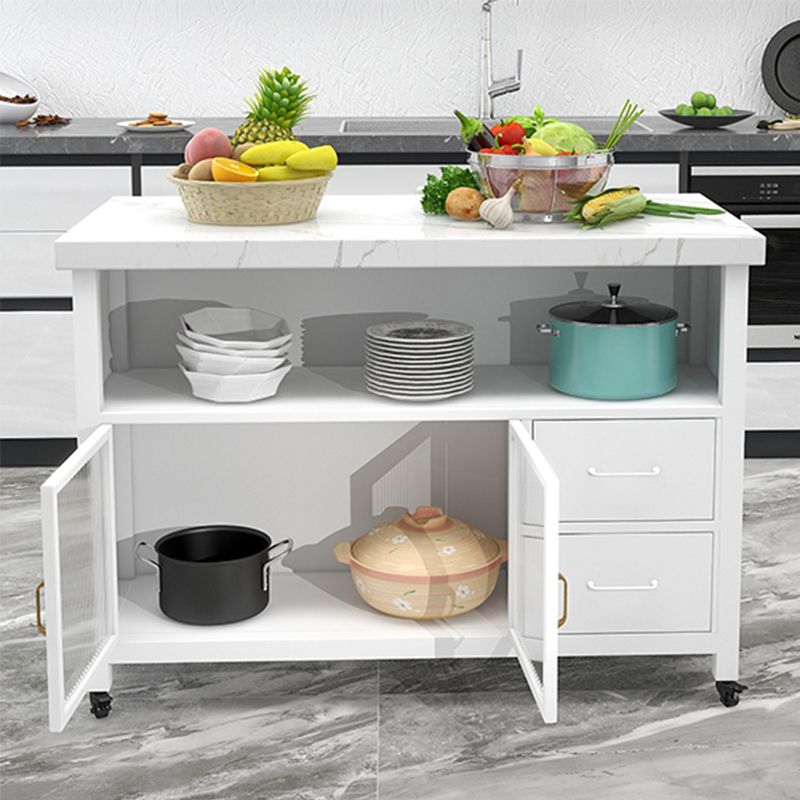 Carro moderno de la cocina de cocina de la isla de cocina de mármol con gabinete de doble cara