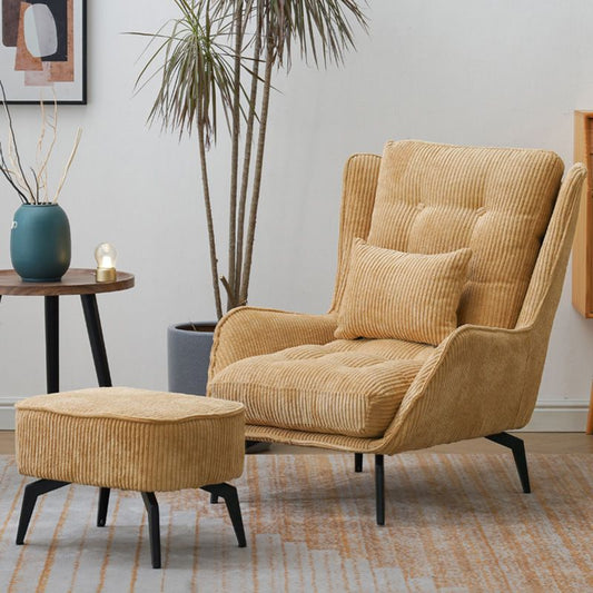 Modern Accent Chair Solid Color Corduroy Tufted Back Basic Four Leg Chair Clearhalo 'Accent Chairs' 'accent_chairs' 'Chairs & Seating' 'furn' 'furn_accent_chairs' 'Furniture' 'Living Room Furniture' 1200x1200_648b4f9e-7a87-423e-b514-1683e2262d3e