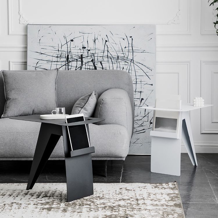 Mid-Century Sled End Table Geometric Metal Side Table, 19" Tall Clearhalo 'Coffee & Accent Tables' 'End & Side Tables' 'end_side_tables' 'furn' 'furn_end_side_tables' 'Furniture' 'Living Room Furniture' 1200x1200_648ce7a2-e6f4-44de-bbd5-ba2d66b31aa2