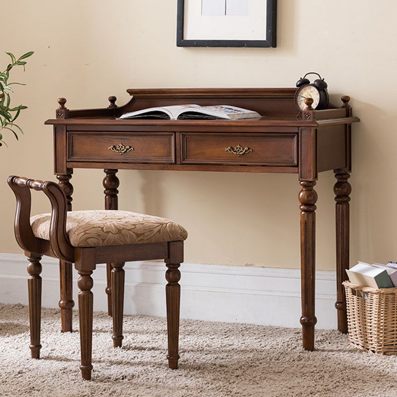 Bureau de bureau en bois de style contemporain Desk de tâche de forme rectangulaire avec 2 tiroirs pour la maison