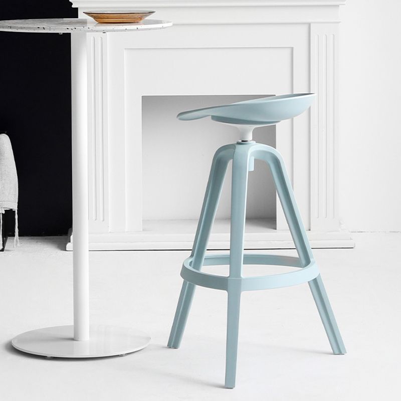 Modern Indoor Bar & Counter Stool Low Back Plastic Footrest Dining Stool