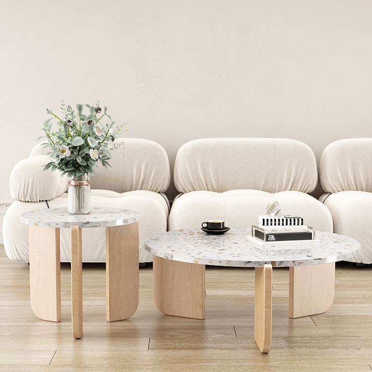 Round Terrazzo Coffee Cocktail Table Set with Acrylic/Ash Legs Clearhalo 'Coffee & Accent Tables' 'Coffee Tables' 'coffee_tables' 'furn' 'furn_coffee_tables' 'Furniture' 'Living Room Furniture' 1200x1200_648f3d32-1b02-454d-a9dd-14149fc69229