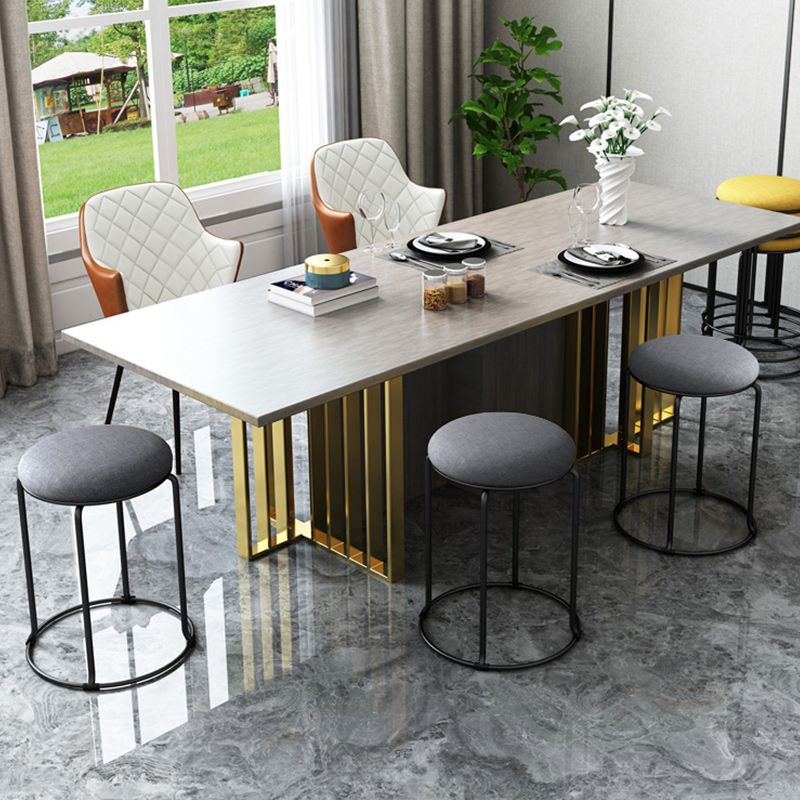 Linen Blend Ottoman Metal Frame Round Upholstered Contemporary Solid Pouf Clearhalo 'furn' 'furn_ottomans_poufs' 'Furniture' 'Living Room Furniture' 'Ottomans & Poufs' 'ottomans_poufs' 1200x1200_648fabd9-1462-49fd-b67b-f67f65a703da