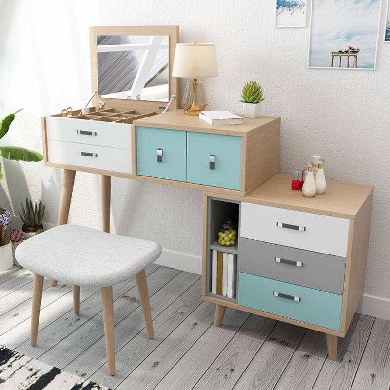 Holzflip-Top-Waschtisch-Set moderner natürlicher Waschtisch mit Schubladen