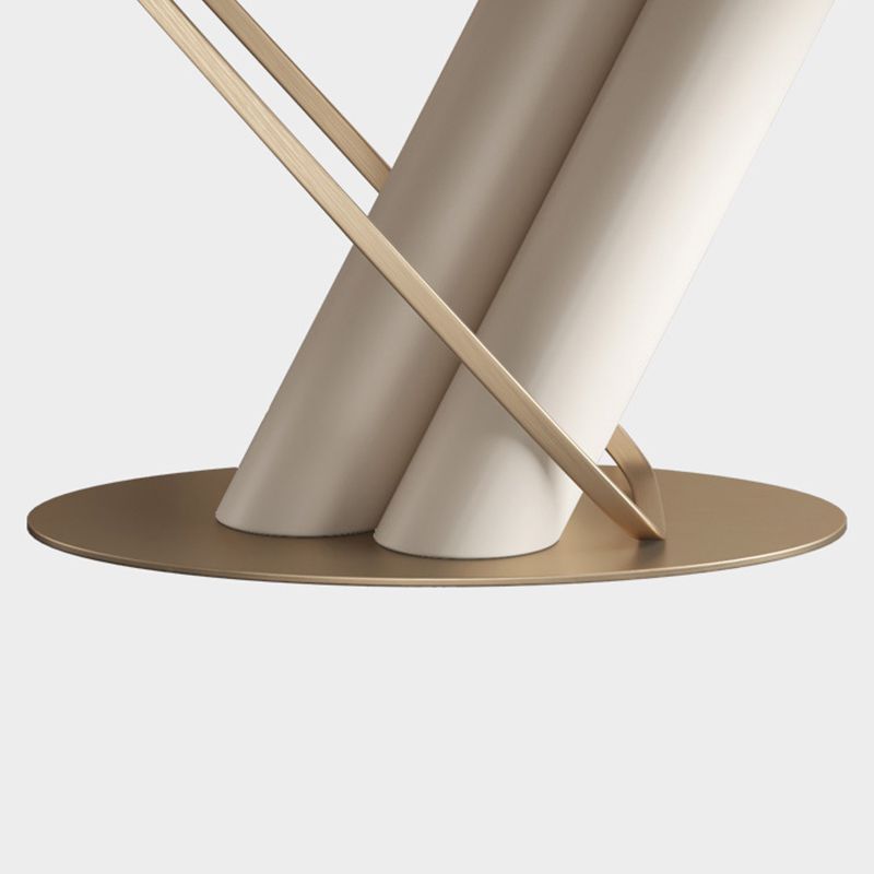 Modern Sintered Stone White Dining Set with Rectangle Table and Metal Base Home Use Dining Set Clearhalo 'Dining Room Sets' 'Dining Tables & Seating' 'dining_room_set' 'furn' 'furn_dining_room_set' 'Furniture' 'furniture_dining_room_set' 'Kitchen & Dining Furniture' 'kitchen&dining_furn' 'kitchen' 1200x1200_649218d0-cdd5-4808-94f9-0a772c42dad6