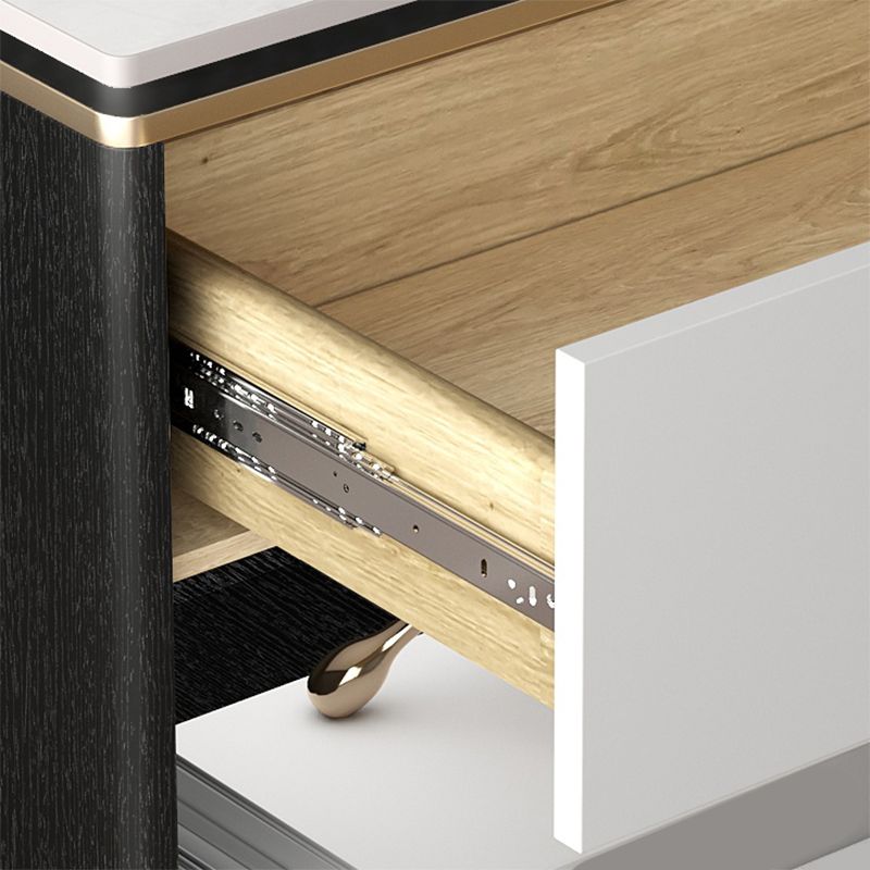 Stone Block 1-Drawer Shelf Included Side Table with Wood Accents - 20.47" H