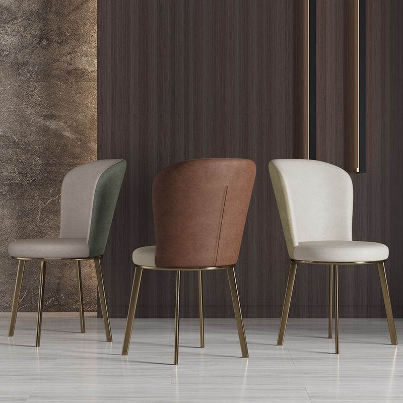 Glam Leather Dining Room Chair Armless Metal Dining Room Chairs for Home Use Clearhalo ' kitchen&dining_furn' 'Dining Chairs' 'Dining Tables & Seating' 'dining_chair' 'furn' 'furn_dining_chair' 'Furniture' 'furniture_dining_chair' 'Kitchen & Dining Furniture' 'kitchen' 1200x1200_649253f6-ec69-48ce-b50d-c0f92d858e6c