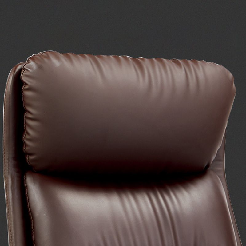 Chaise de bureau en cuir de base en acier haute chaise de bureau rembourrée avec roues