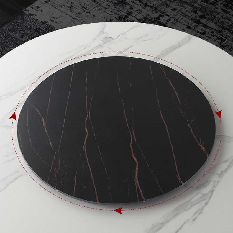 Modern Round Dinette Set 1/4/7 Pieces Sintered Stone Top Dining Table Set with Turntable Clearhalo 'Dining Room Sets' 'Dining Tables & Seating' 'dining_room_set' 'furn' 'furn_dining_room_set' 'Furniture' 'furniture_dining_room_set' 'Kitchen & Dining Furniture' 1200x1200_64942406-df7b-463d-9059-710c62974034