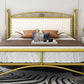 Modern Iron Arched Bed Upholstered Headboard Bed with Metal Legs