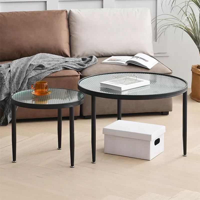 Clear Glass Top Round Coffee Table 3 Legs Cocktail Nesting Table Set Clearhalo 'Coffee & Accent Tables' 'Coffee Tables' 'coffee_tables' 'furn' 'furn_coffee_tables' 'Furniture' 'Living Room Furniture' 1200x1200_64950d8d-50df-41c2-a596-c5f191b0239c