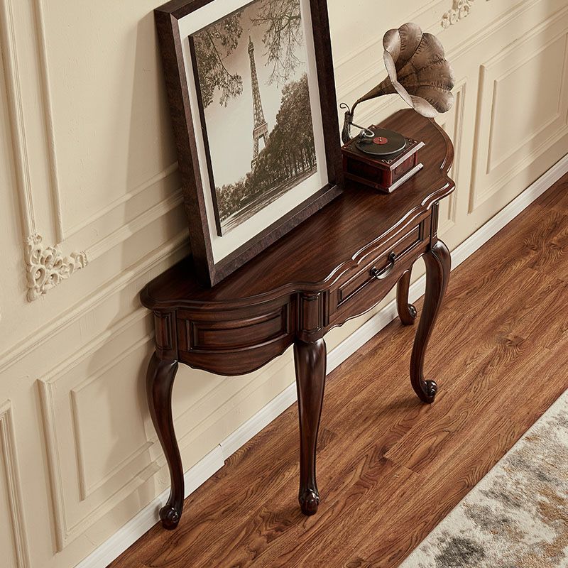 Free Form Shape Contemporary Console Table Brown Console Sofa Table for Hall